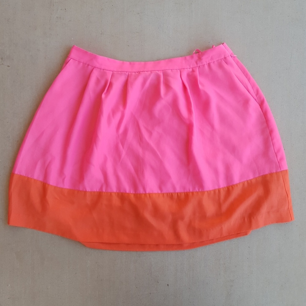 J. Crew Hot Pink/Orange ALine/Skater Skirt Pockets